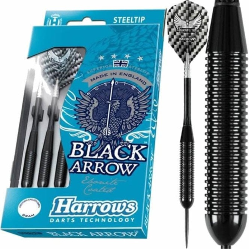 Harrows Black Arrow Darts – Steel Tip Ebonite Brass – Ringed – 24g 24g