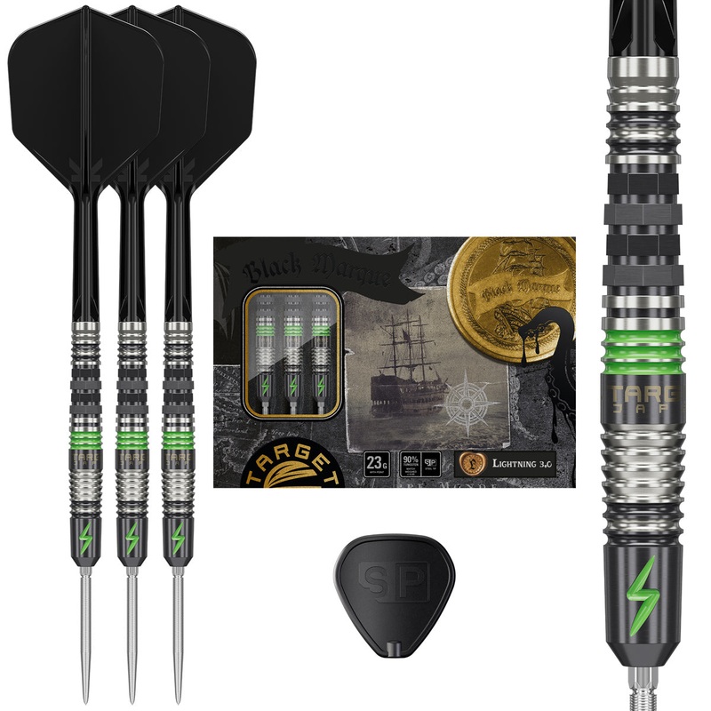 Target Japan Black Marque Lightning G3 90% Tungsten SP Steel Tip Darts 21 Gram