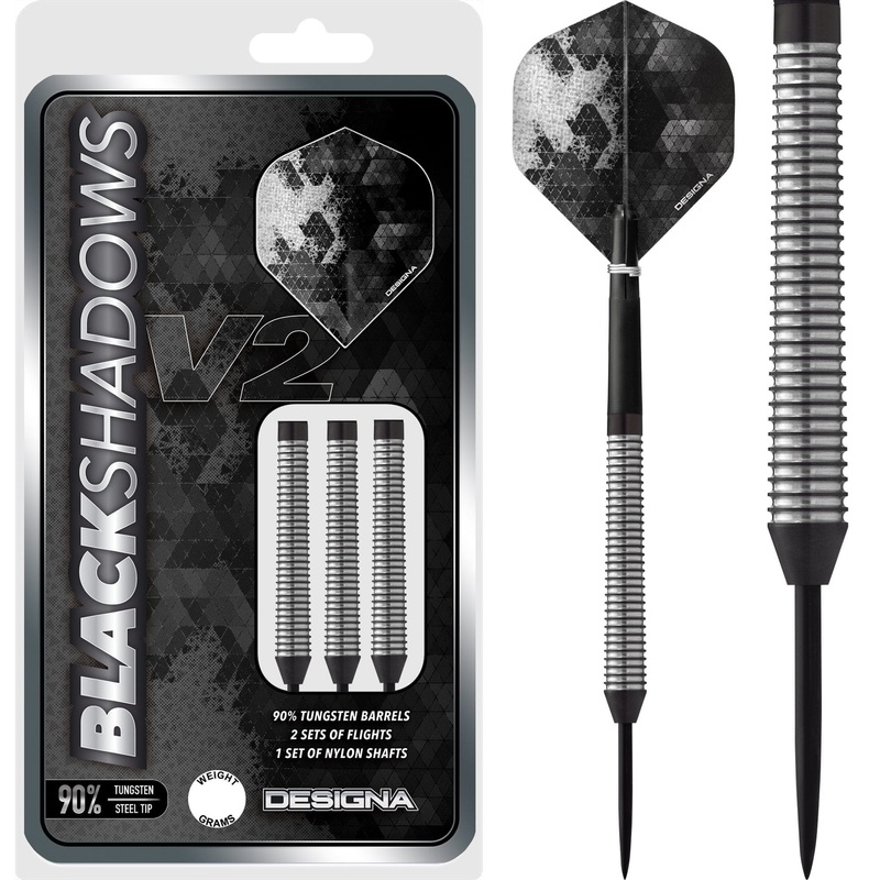 *Designa Black Shadow V2 Darts – Steel Tip – M4 22g