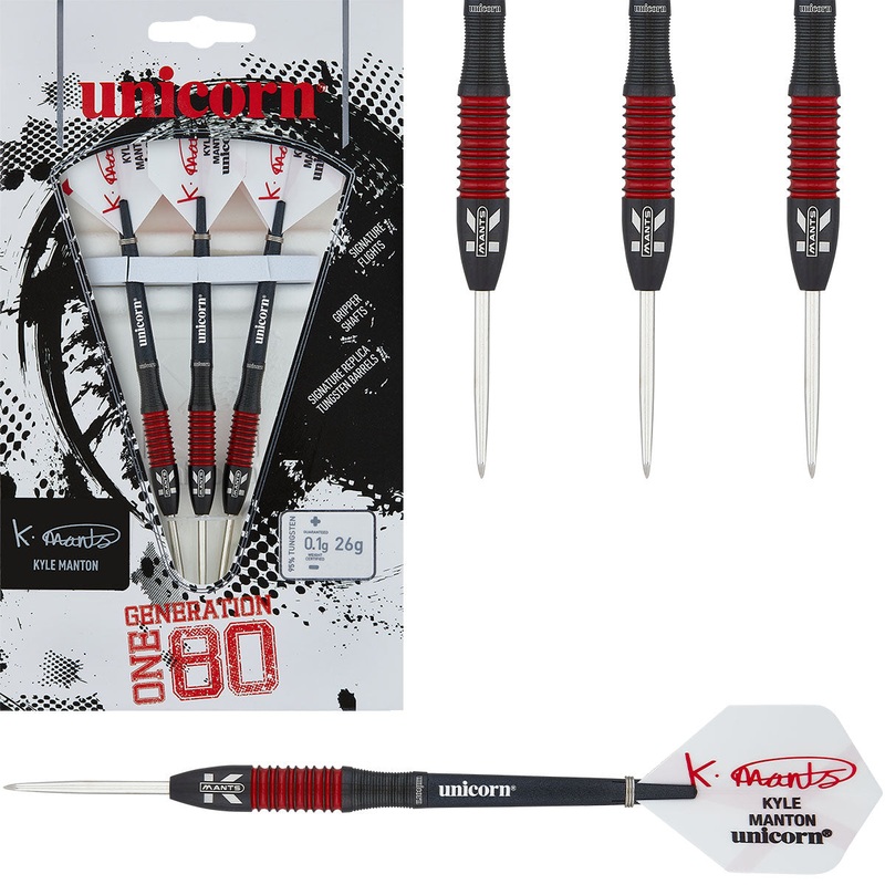 Kyle Manton Phase 2 Gen180 95% Tungsten Steel Tip Darts by Unicorn 26 Gram