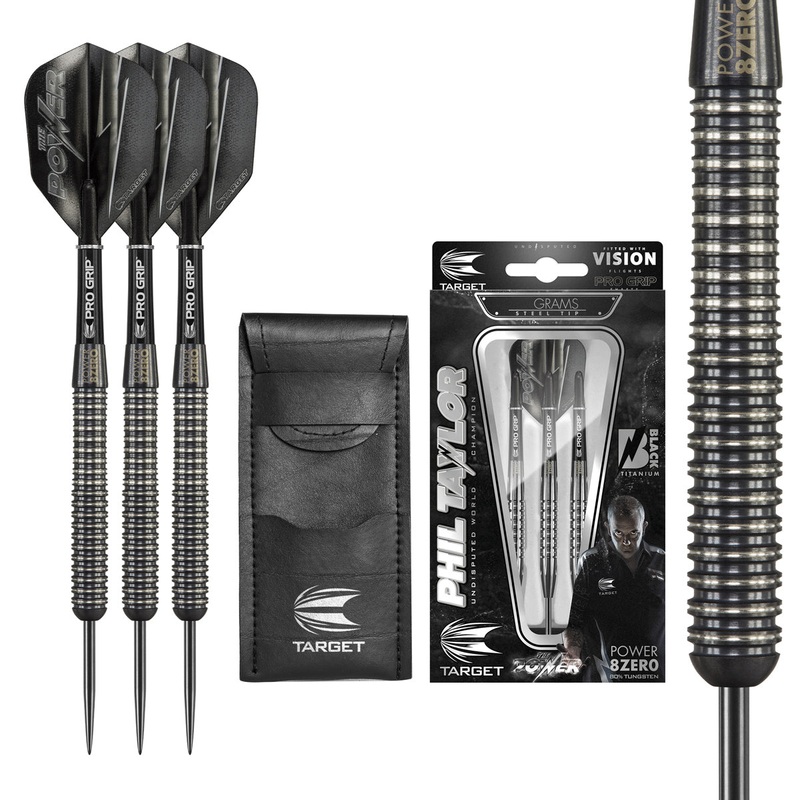 Phil Taylor 8ZERO Black 80% Tungsten Steel Tip Darts by Target – S1 21 Gram