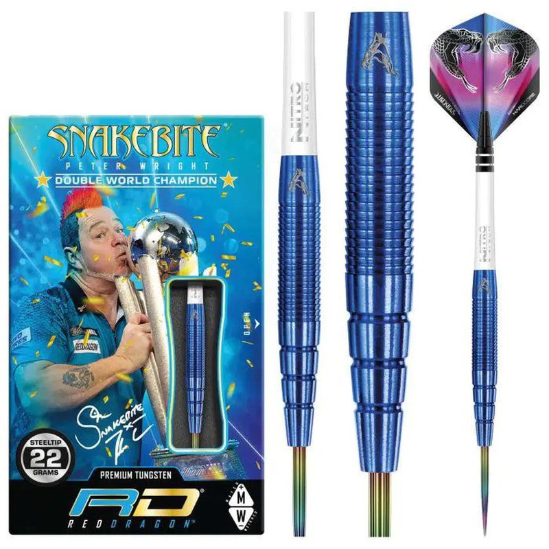 Red Dragon Peter Wright PL15 Blue 90% Tungsten Steel Tip Darts 22 GRAM