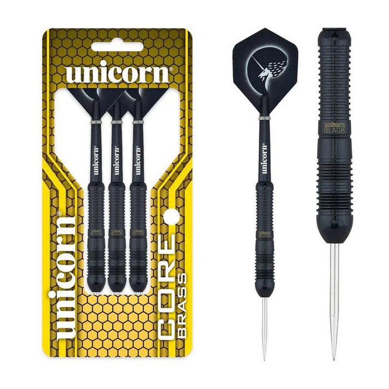 Unicorn Core Black Brass Steel Tip Darts – Style 2 20 GRAM