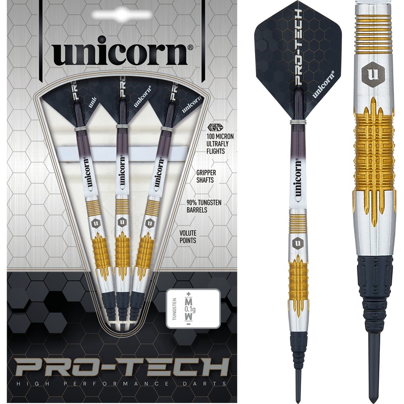*Unicorn Protech Darts – Style 1 – Soft Tip – Gold Ring 17g