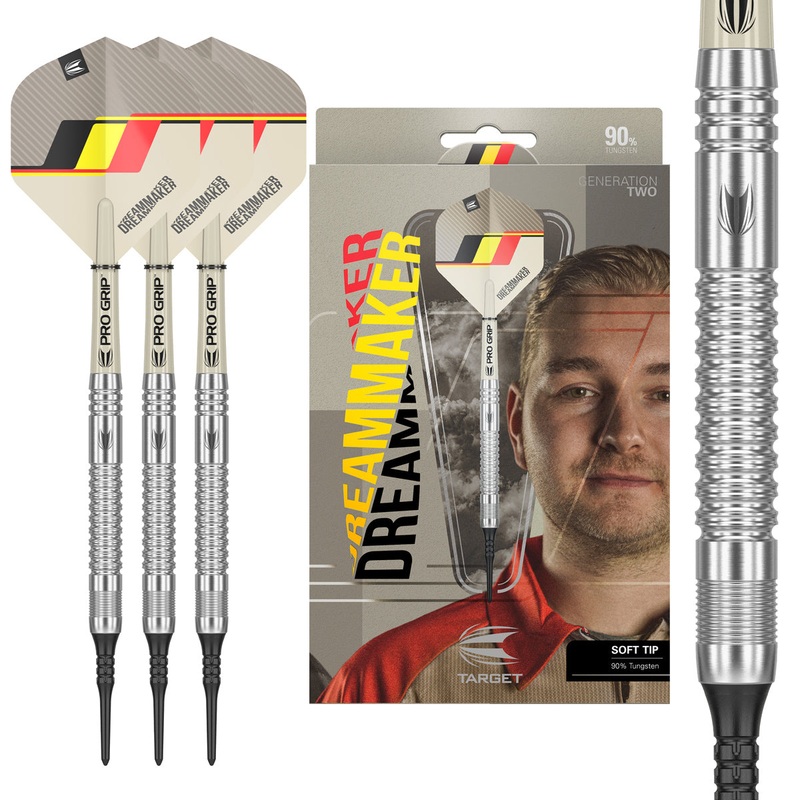 Dimitri van den Bergh G2 90% Tungsten Soft Tip Darts by Target 19 Gram