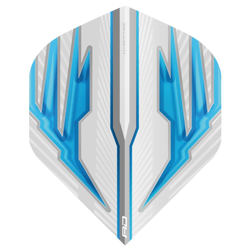 Hardcore Radical White & Blue 101 micron Standard Dart Flights by Red Dragon