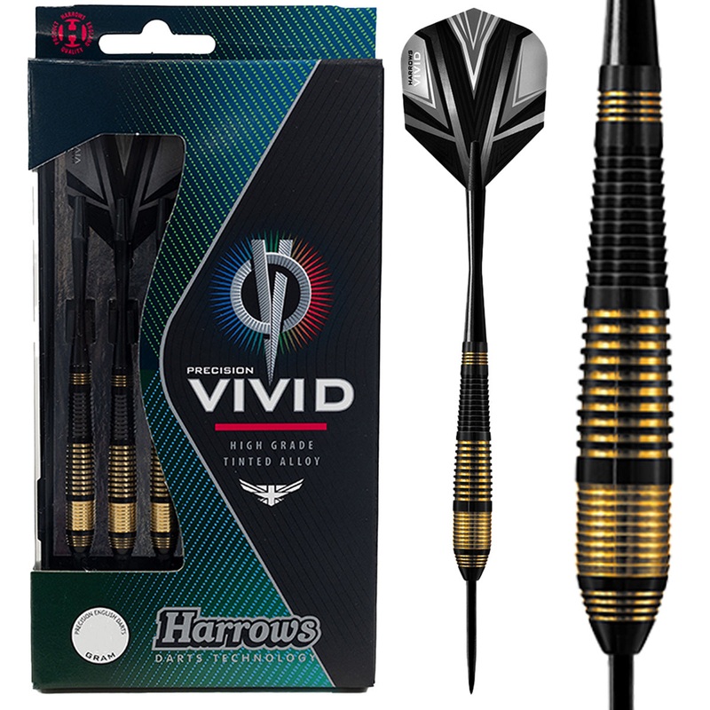 Harrows Vivid Black Brass Steel Tip Darts 21 Gram