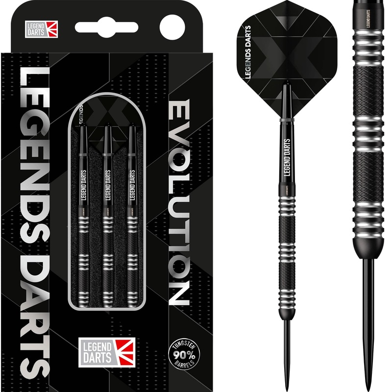 *Legend Darts – Steel Tip – Revolution Series – B02 – Black – Straight Knurled 21g