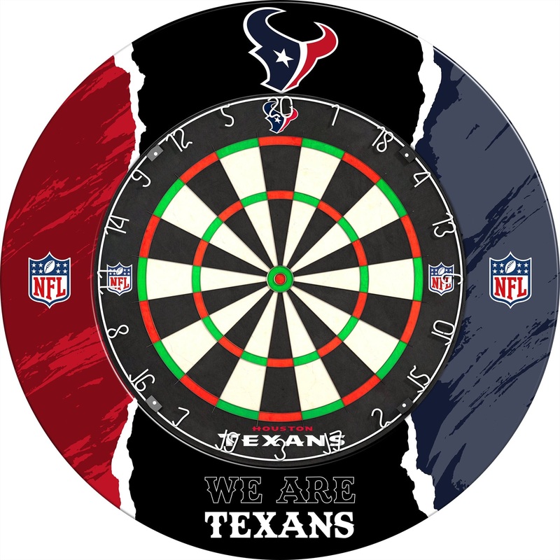 NFL – Printed Dartboard & Printed Surround – Official Licensed – Houston Texans