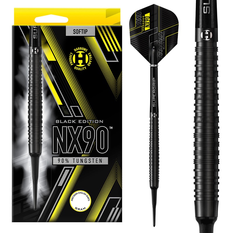NX90 Black Edition 90% Tungsten Soft Tip Darts by Harrows 18 Gram