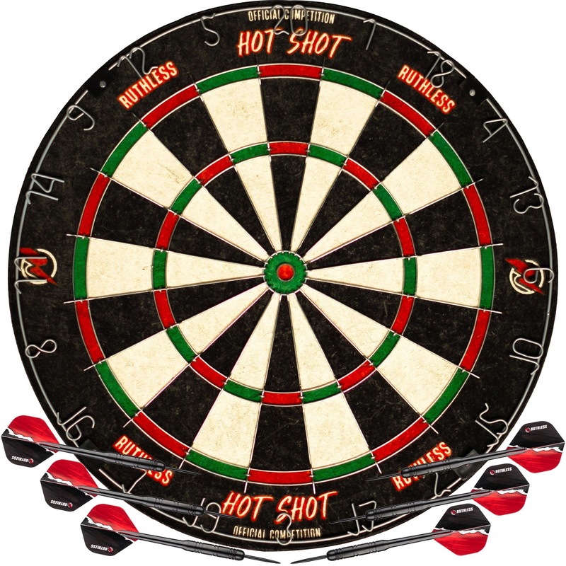 Ruthless HotShot Dartboard – Endurance – Round Wire – inc 2 sets of Darts