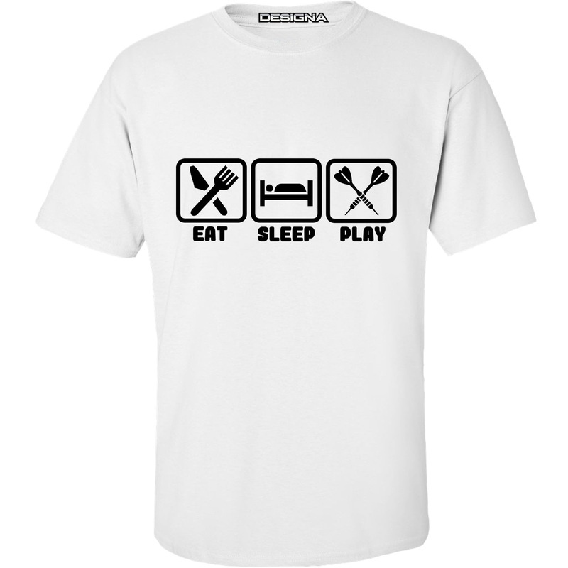 T Shirt – Humour Dart T-Shirt – White – Eat Sleep Play Darts 2XL