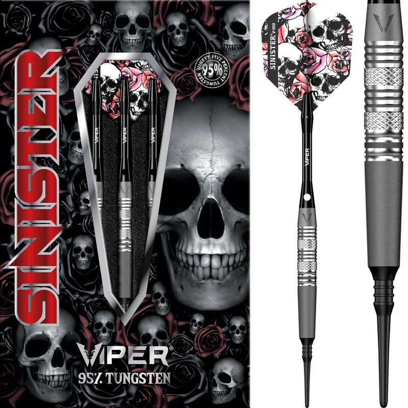Viper Sinister Darts – Soft Tip – 95% – Sandblasted – S5 – Twin-Knurl 18g