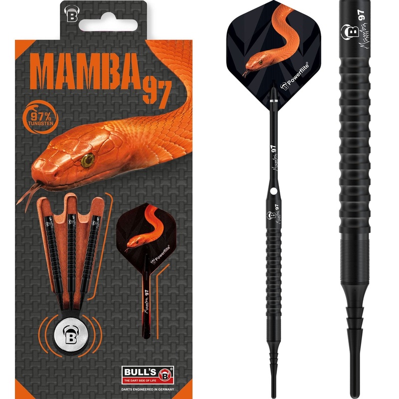 BULL’S Mamba 97 Darts – Soft Tip – M3 – Black Titanium 18g