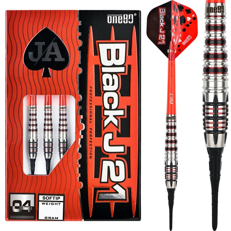 *One80 Black J21 Darts – Soft Tip – Model 04 19g