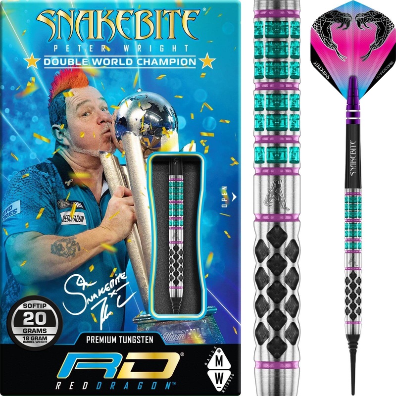 Red Dragon – Peter Wright Supa-Venom Darts – Soft Tip – 90% Tungsten – 20g