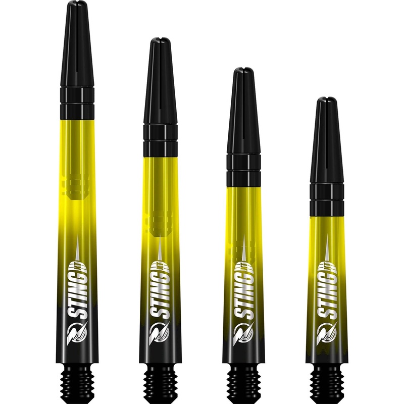 Ruthless Sting XT Dart Shafts – Polycarbonate – Gradient Black & Yellow – Black Top Short