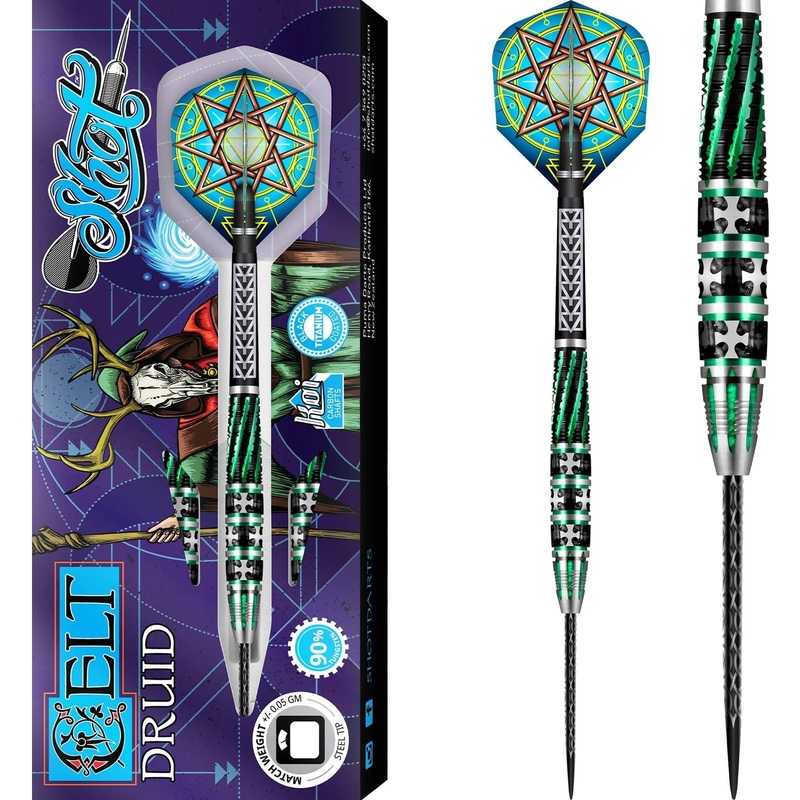 Shot Celt Druid Darts – Steel Tip – Black & Green 23g