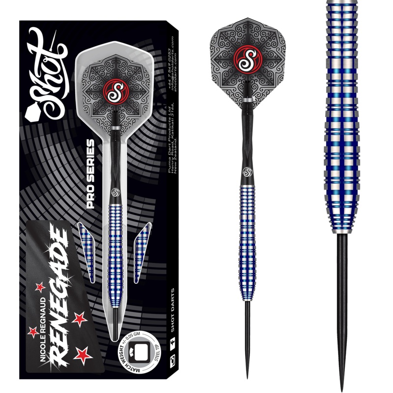 Shot Pro Series Darts – Steel Tip – 90% Tungsten – Nicole Regnaud – 23g