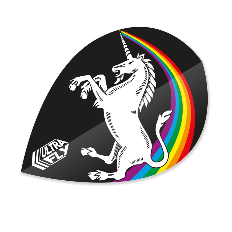 Unicorn Ultrafly Black Rainbow Pear Dart Flights Black