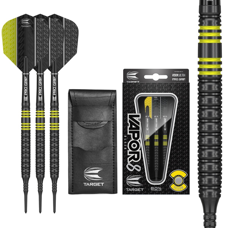 Vapor 8 Black with Yellow Rings Soft Tip Darts by Target – Vapor8 19 Gram