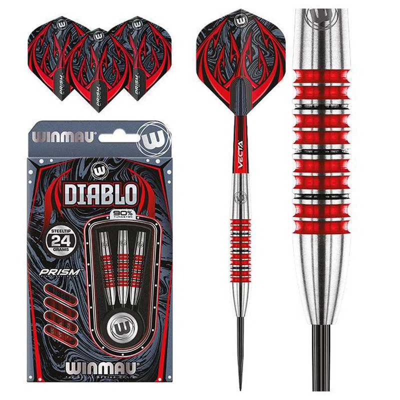 Winmau Diablo Torpedo 90% Tungsten Steel Tip Darts 24 GRAM