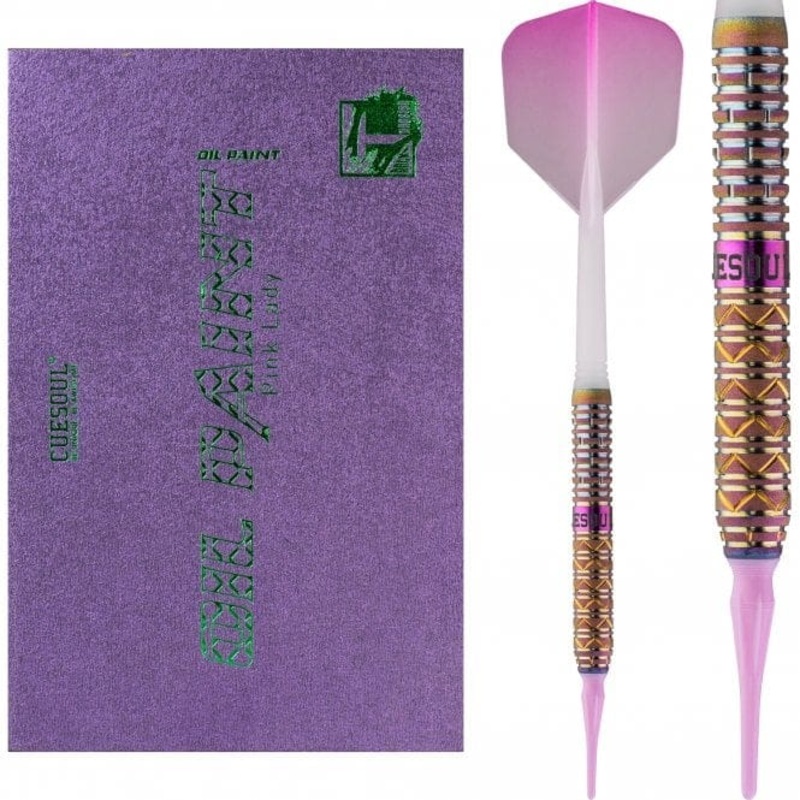 *Cuesoul – Soft Tip Tungsten Darts – Pink Lady Cocktail – Oil Paint Finish 19g
