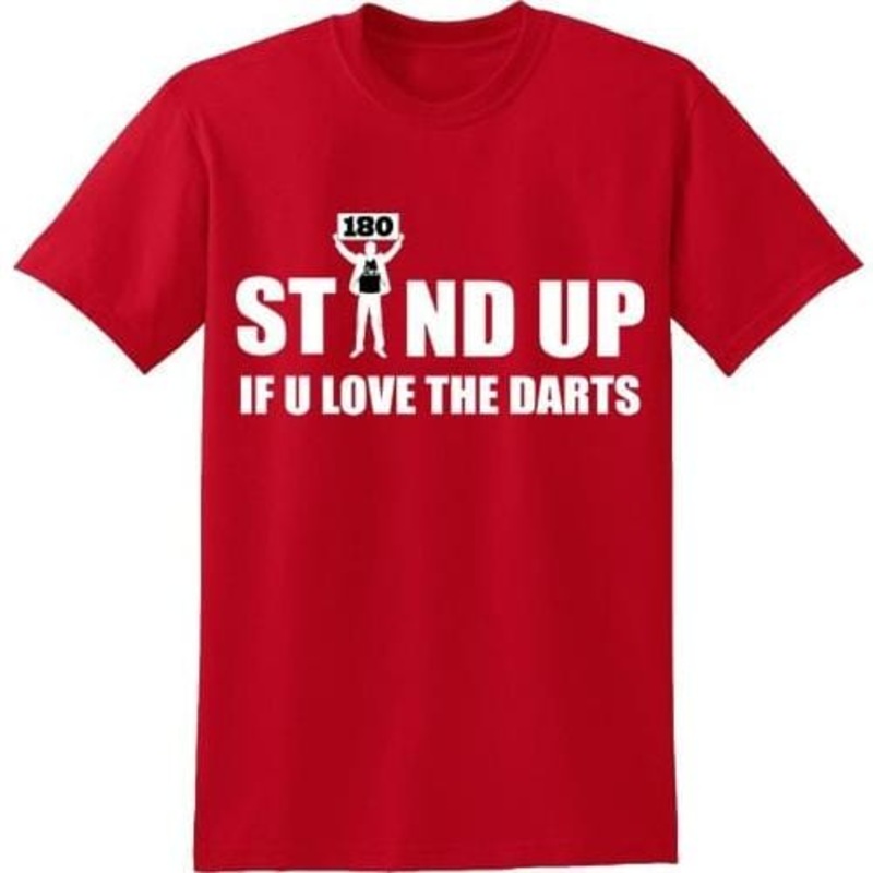 T Shirt – Humour Dart T-Shirt – Red – Stand Up If You Love The Darts 2XL