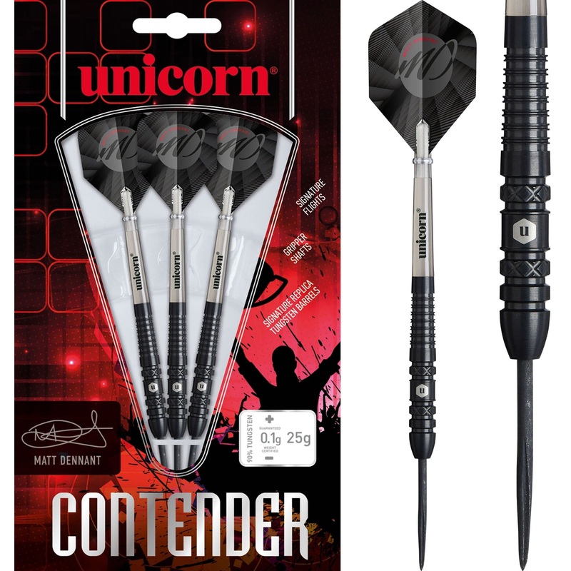 Unicorn Contender Darts – Steel Tip – 90% Tungsten – Matt Dennant – 25g