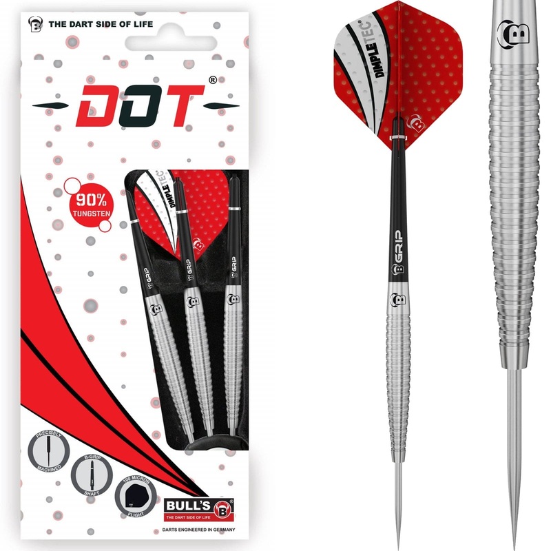 BULL’S Dot D6 Darts – Steel Tip – 90% Tungsten – Pyramid Grip 22g