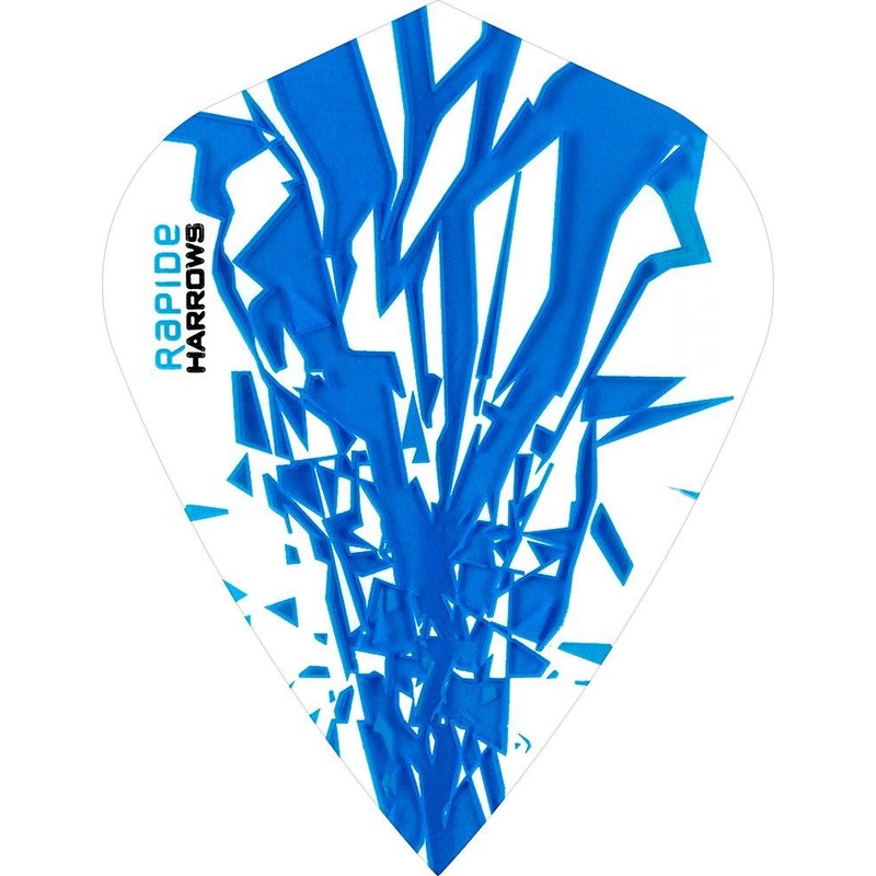 Harrows Rapide Kite Aqua on White Dart Flights Aqua