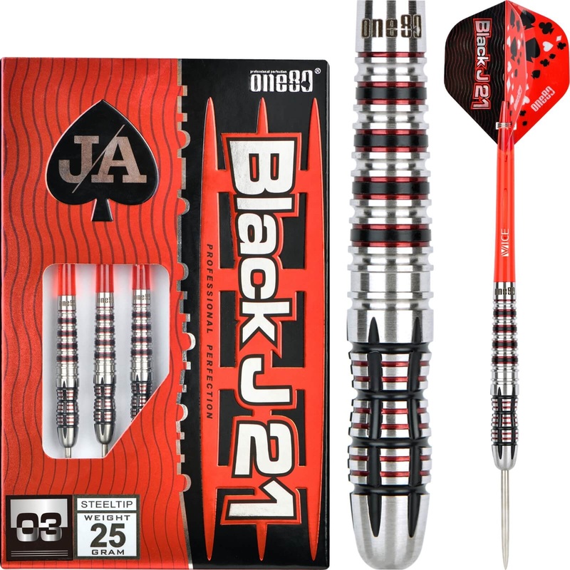One80 – Black J21 03 Darts – Steel Tip – 90% Tungsten – 21g 23g 25g 21 grams