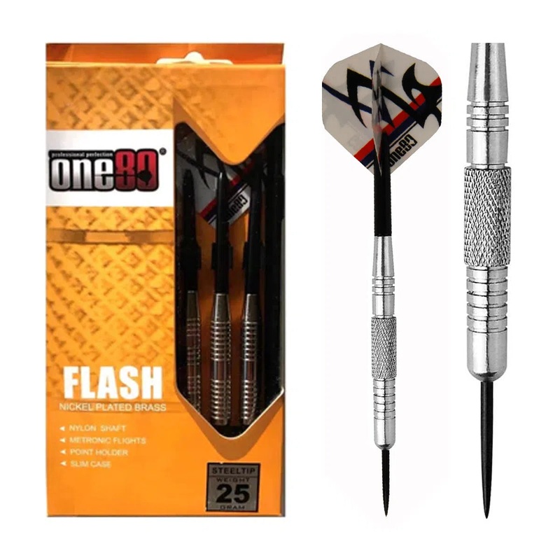 One80 Flash Nickel Plated Brass Steel Tip Darts 20 GRAM