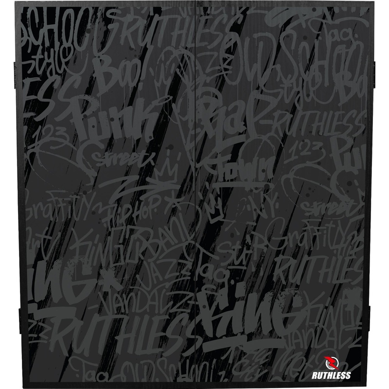 Ruthless Dartboard Cabinet – Square Design – Graffiti Grey