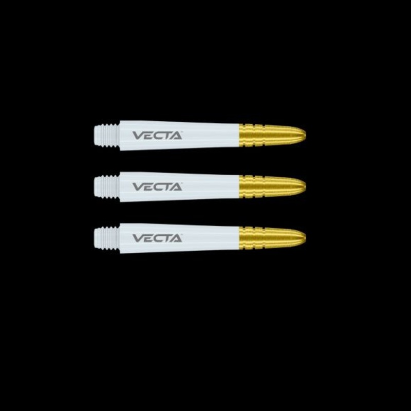 Winmau Vecta White & Gold Intermediate Shafts Polycarbonate Intermediate (37mm in length excluding thread) White & Gold
