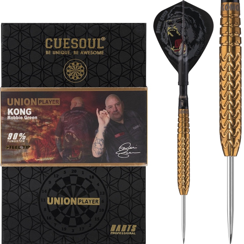 *Cuesoul – Steel Tip Tungsten Darts – Robbie Green – Kong – Gold 22g