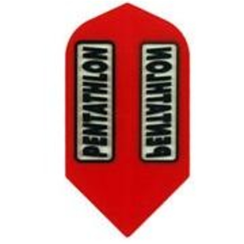 Pentathlon 100 Micron Slim Red Clear Panel Dart Flights Red