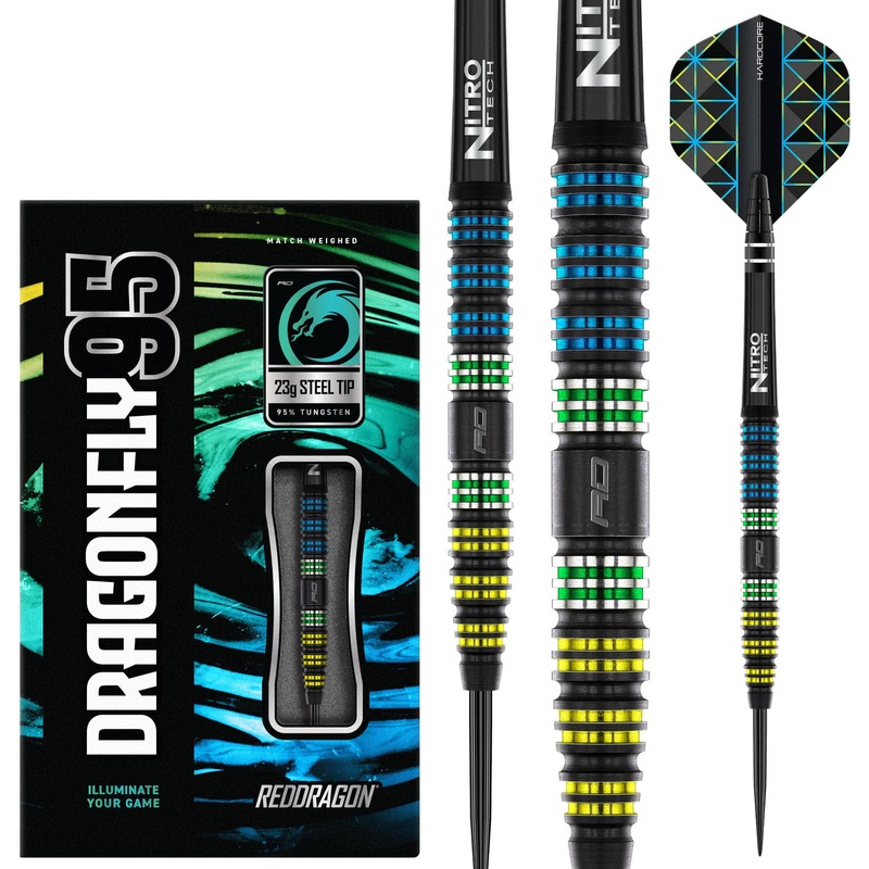 Red Dragon Dragonfly 95 Tapered Steel Tip Darts 95% Tungsten – 23gm