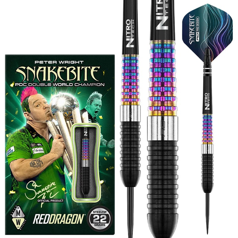 Red Dragon Peter Wright Corra 90% Tungsten Steel Tip Darts 22 GRAM