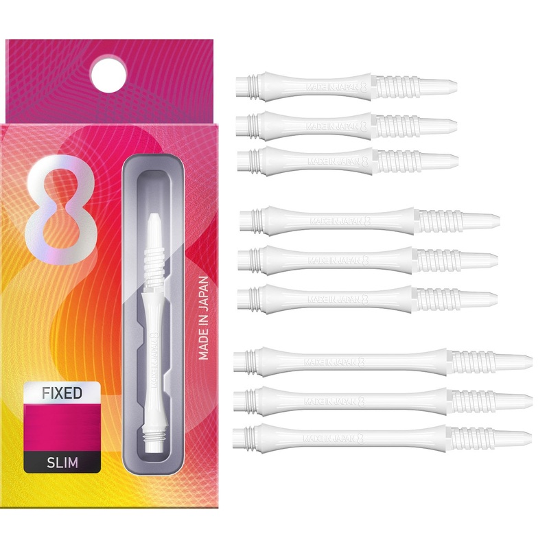 8 White Slim Fixed Dart Stems / Shafts Short