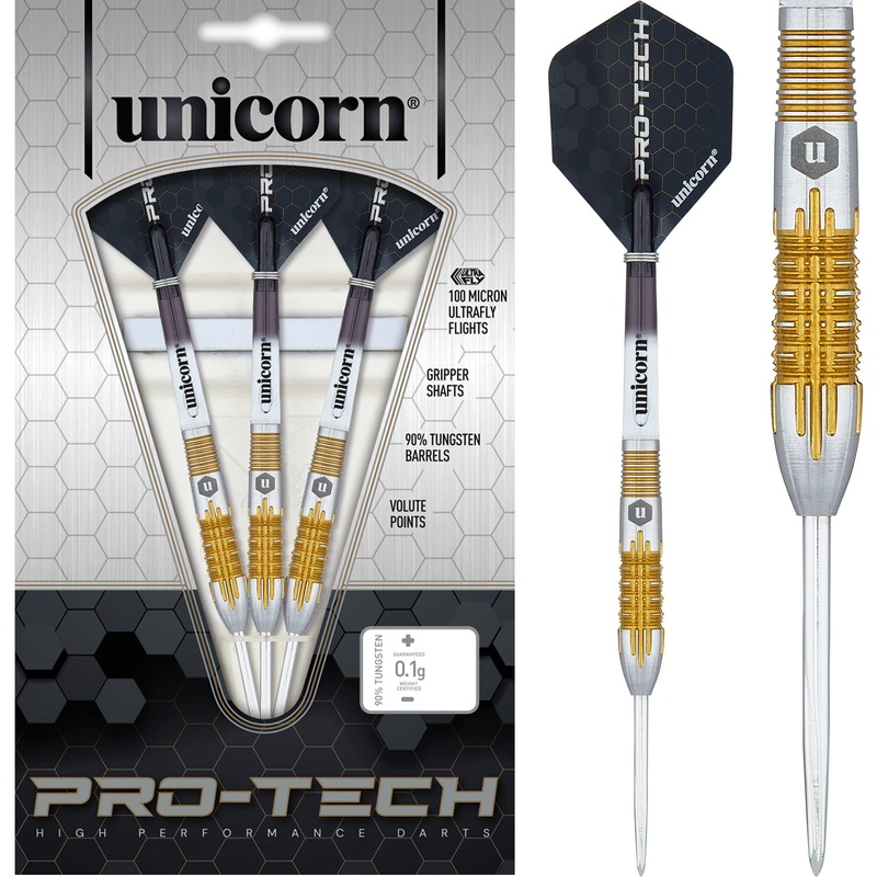 *Unicorn Protech Darts – Style 1 – Steel Tip – Gold Ring 20g
