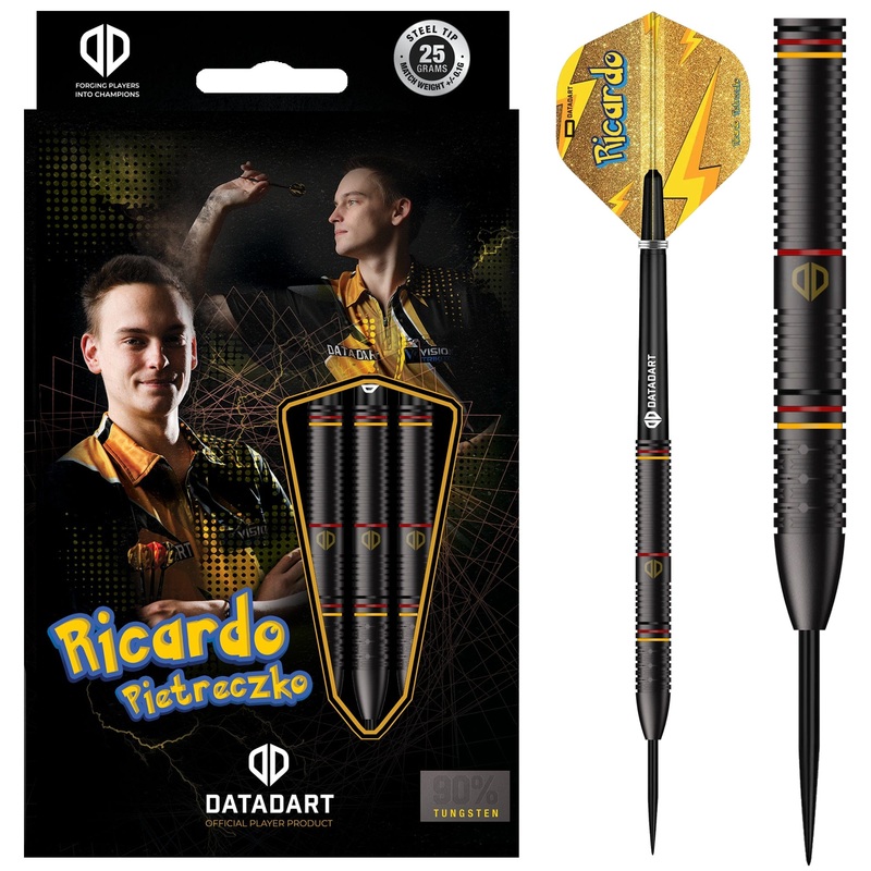 Datadart Ricardo Pietreczko Darts – Steel Tip – 90% – Pikachu – Black PVD 21g