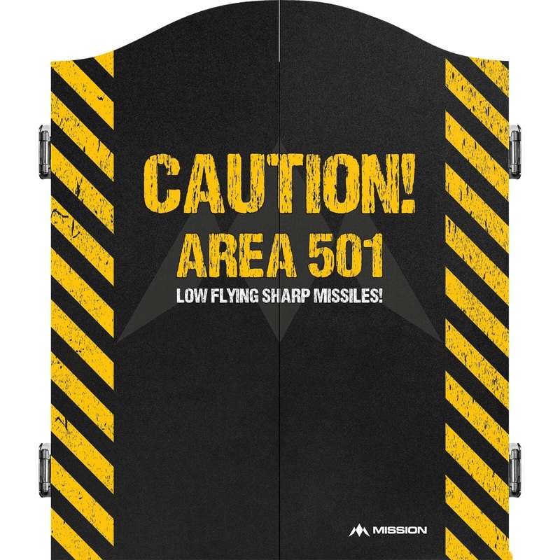 Mission – Dartboard Cabinet – Deluxe Quality – Area 501 – Caution