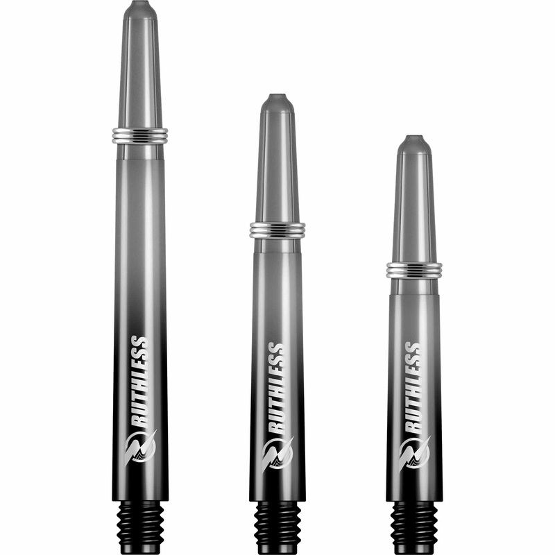 Ruthless Deflectagrip Dart Shafts – Two Tone – Polycarbonate Stems with Springs – Smokey Medium