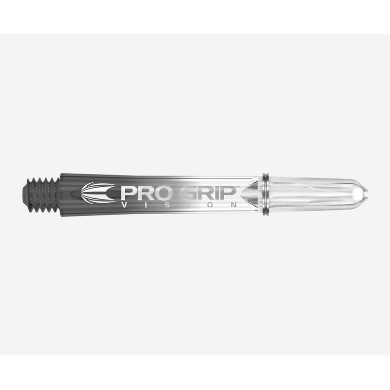 Target Pro Grip Vision Dart Shafts Short Clear Black (3 Sets) Clear Black Short (34mm in length excluding thread) Clear Polycarbonate Material