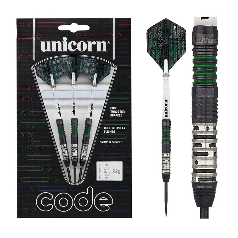 Unicorn Code Green 80% Tungsten Steel Tip Darts 22 GRAM