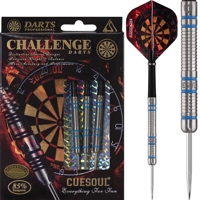 *Cuesoul – Steel Tip Tungsten Darts – Challenge – Shark – Blue 22g