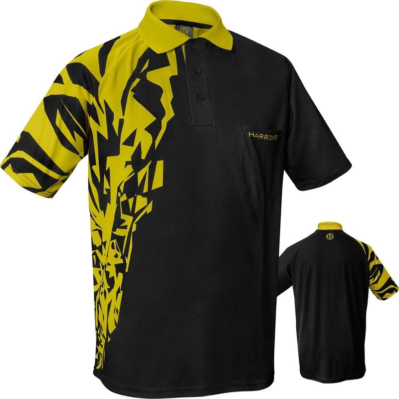 *Harrows Rapide Dart Shirt – with Pocket – Black & Yellow 2XL