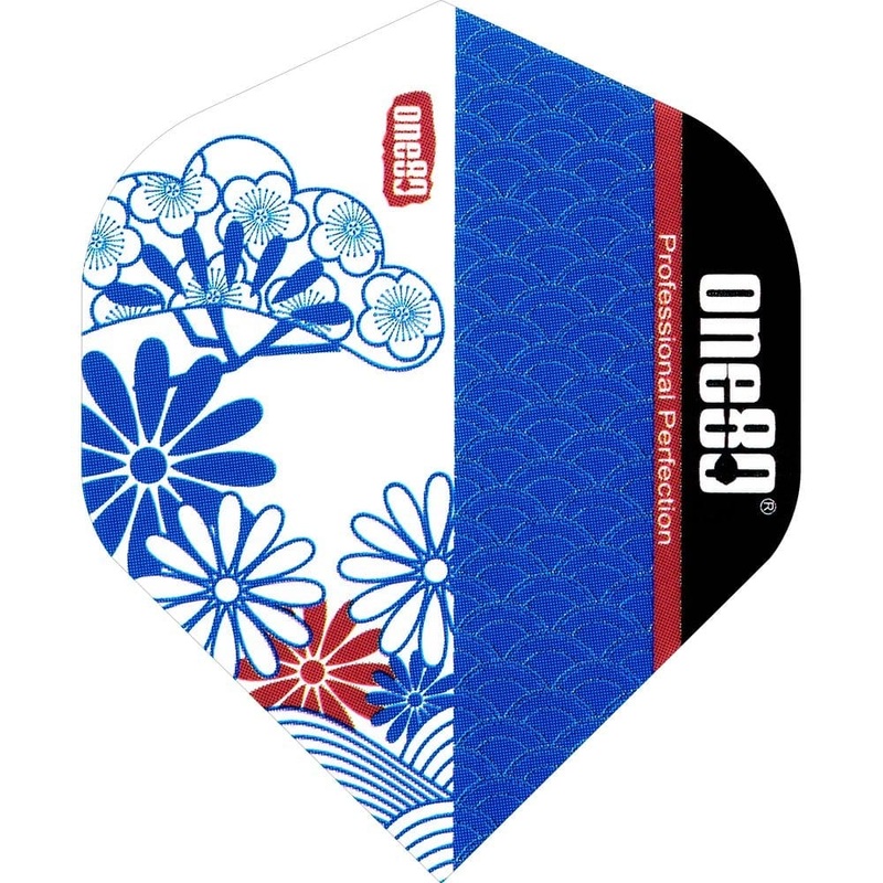 *One80 Dart Flights – Blue and White Flights – Std – Flowers