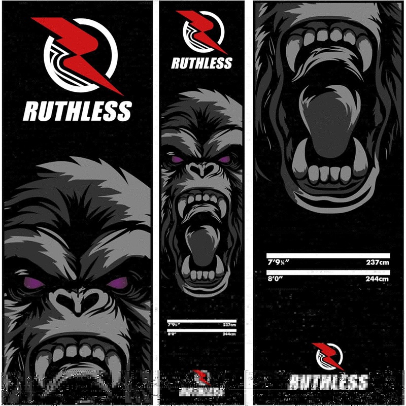 Ruthless Gorilla Dart Mat – Carpet Mat – 290cm x 60cm – Black & Grey